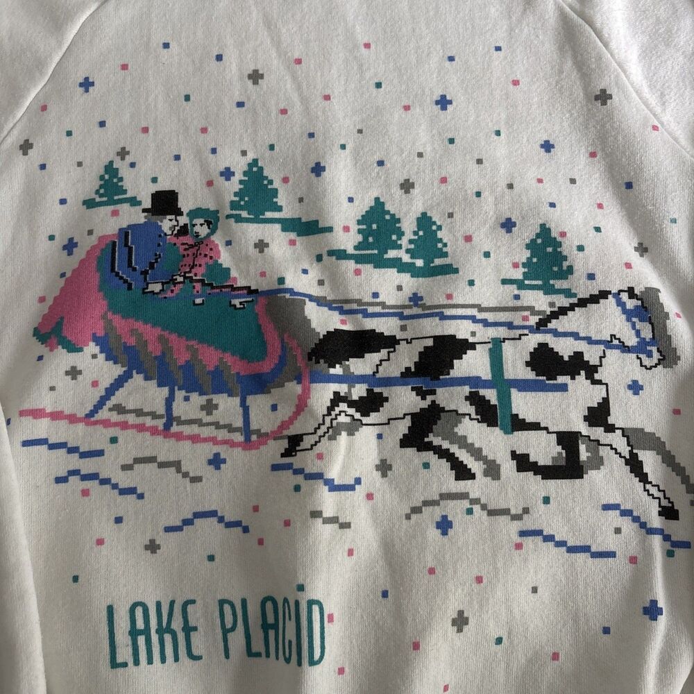 Jerzees Made in USA Lake Placid Double Sided Horse Sleigh Crewneck S - Picture 3 of 7
